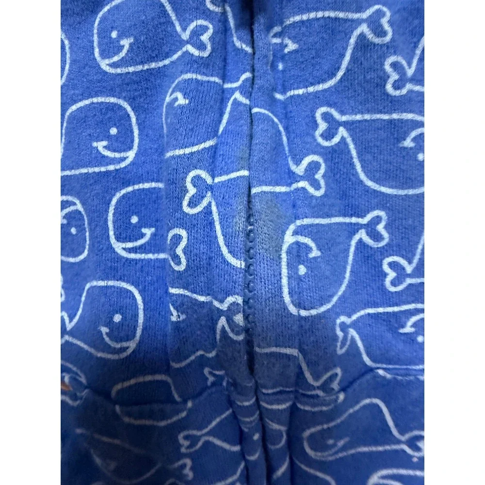 Carter's Boys 12M Blue Whale Print Zip Up Hoodie Jacket Coastal Nautical